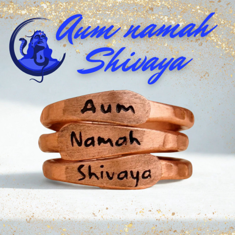 Aum Namah Shivaya Pierścień miedziany regulowany ISHA