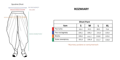 Dhoti - Niebarwiona bawełna organiczna w kolorze złamanej bieli - spodnie