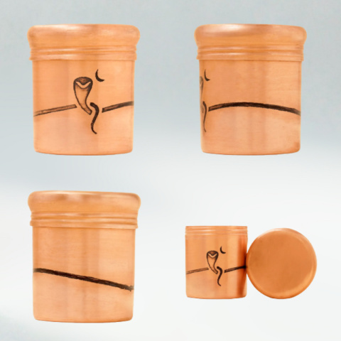 Miedziane pudełko na wibhuti (wysokie) - Naga