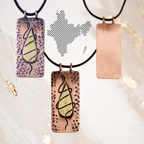 Third Eye - Wisiorek z miedzi kutej w kształcie trzeciego oka