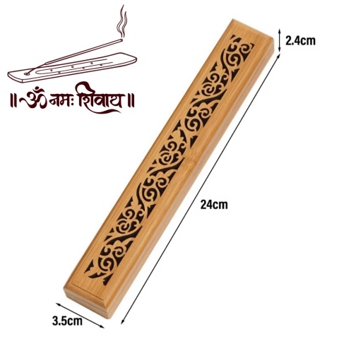 BAMBUSOWY Stojak na kadzidełka rzeźbiony poziomy