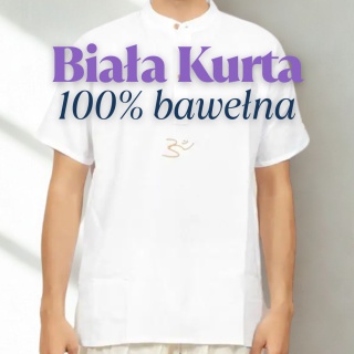 Biała Kurta 100% bawełny organicznej z haftowanym napisem „Aum”