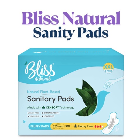 Bliss Organic Sanitary Pads XXL Fluffy (6 sztuk) | Bez wysypki i podrażnień