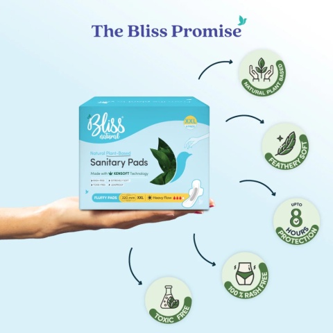 Bliss Organic Sanitary Pads XXL Fluffy (6 sztuk) | Bez wysypki i podrażnień