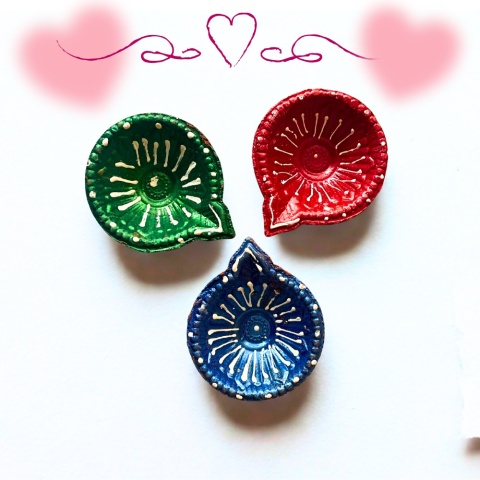 ZIELONA Diya Lampa zdobiona gliniana