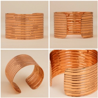 COPPER CUFF Ręcznie Zdobiona piękna miedziana bransoleta ISHA
