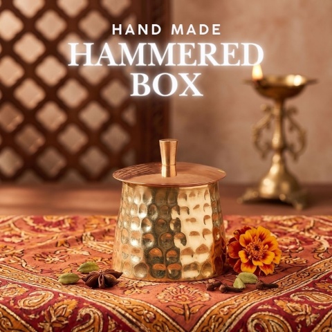ISHA Młotkowane Miedziane Naczynie z Pokrywką Hammered Box
