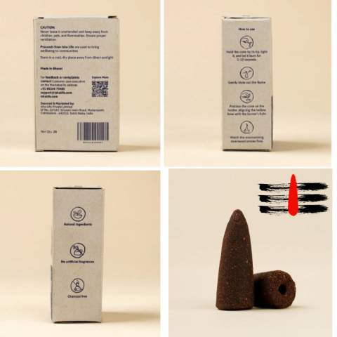 Kadzidełka Stożkowe SANDALWOOD dla Adiyogi Backflow 20 kadzidełek stożkowych