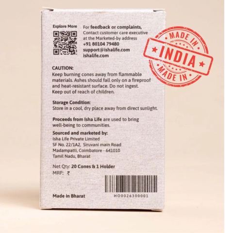 WODA Pancha Bhuta JALA Kadzidełka Stożkowe Water (Pack of 20 Cone)