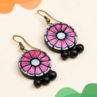 Kolczyki Moonlit Bloom Terakota - Recznie wykonane ISHA