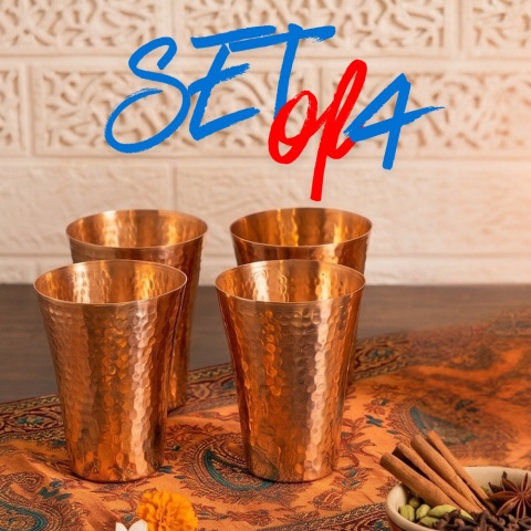Młotkowany Zestaw 4 kubków 400ML Copper IshaLife