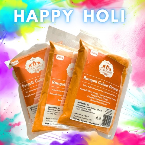 Pomarańczowy piasek dolomit Rangoli Colour Orange Lakshmi 200g HOLI