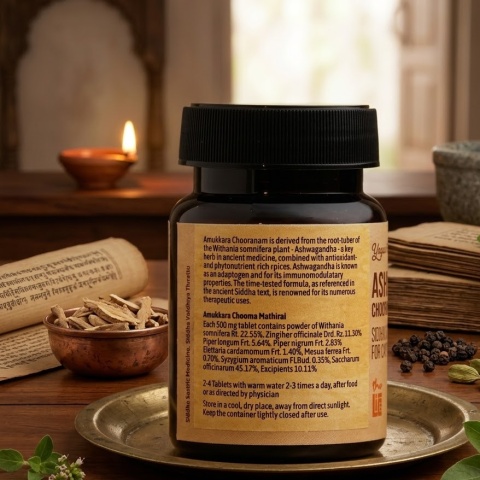 Ashwagandha Chooranam – Tabletki na energię i stres (60 szt.)