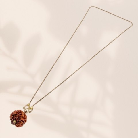Długi łańcuszek - Rudraksha Panchamukhi Isha (five faced) z miedzianym łańcuszkiem