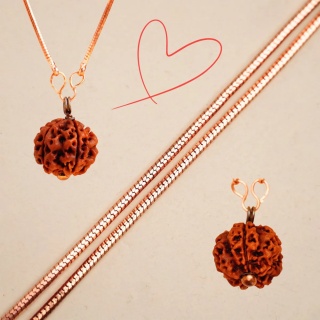 Długi łańcuszek - Rudraksha Panchamukhi Isha (five faced) z miedzianym łańcuszkiem