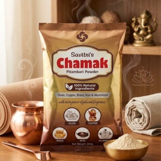 Savitri's Chamak Pitambari Powder – Tradycyjny proszek do czyszczenia miedzi (i innych metali)