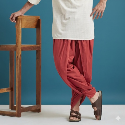 SPODNIE Unisex Dhoti Pant - Red ISHA
