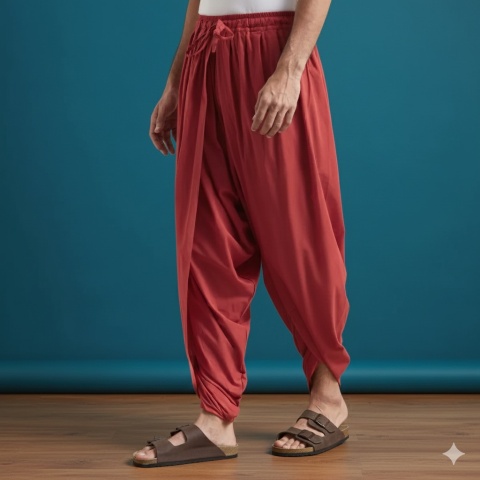 SPODNIE Unisex Dhoti Pant - Red ISHA