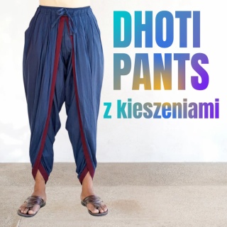 Spodnie Dhoti z kieszeniami – głęboki błękit – (unisex) ISHA