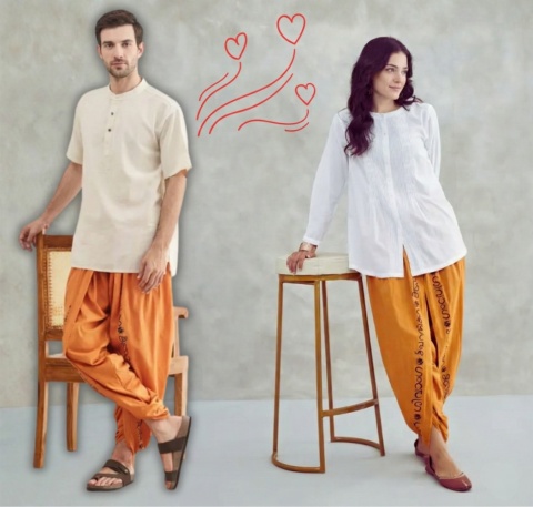 Shivanga Panchakacham (Dhoti Pant) - POMARAŃCZOWE – (unisex) ISHA