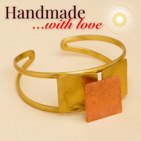 TWO TONE Ręcznie Zdobiona piękna miedziana bransoleta ISHA