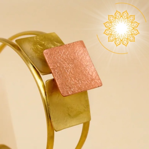 TWO TONE Ręcznie Zdobiona piękna miedziana bransoleta ISHA